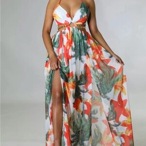 Tropical Floral Maxi Dress
